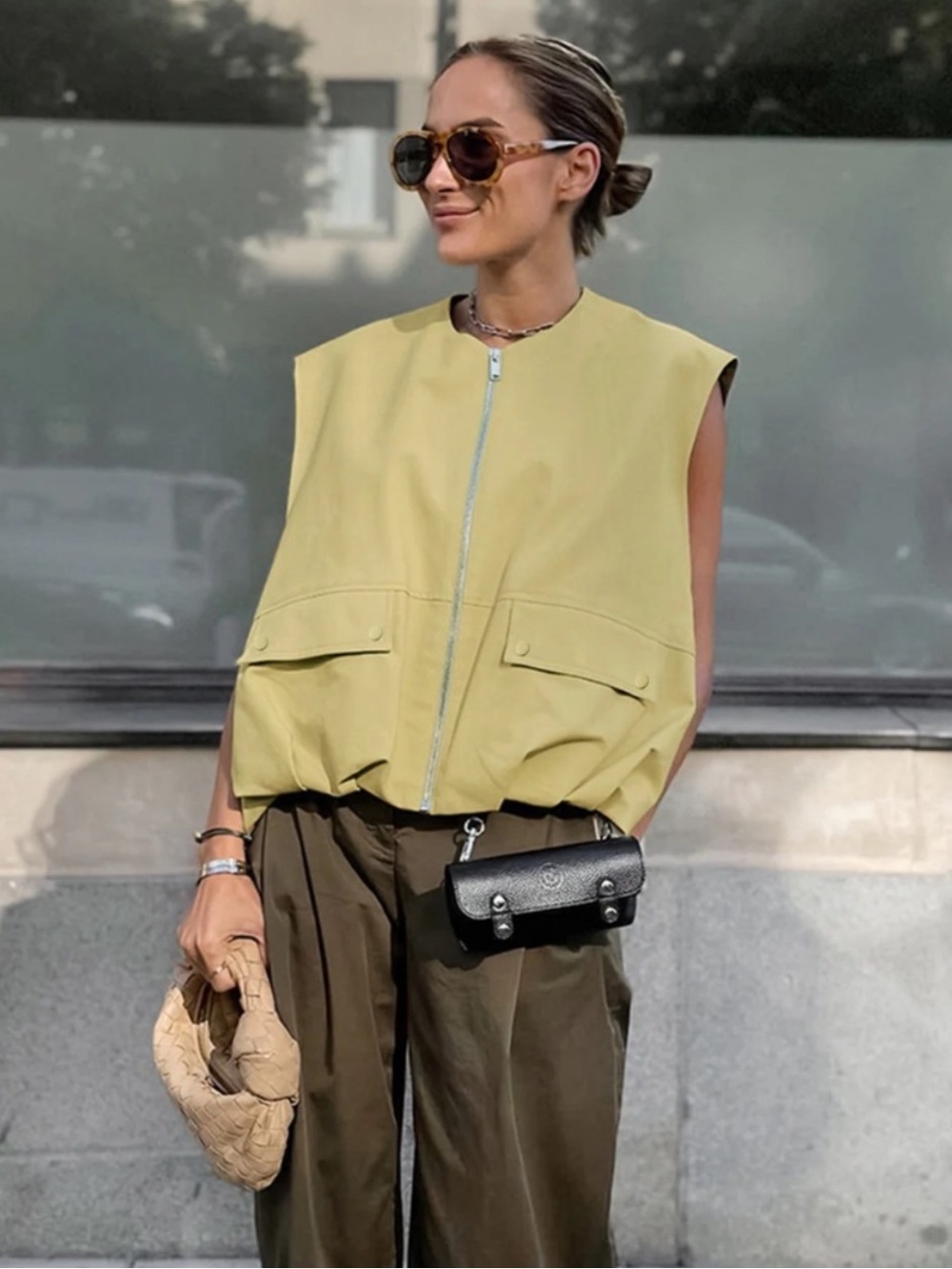 Commense Sleeveless Zipper Jacket Bomber